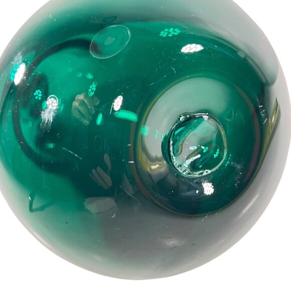 Vtg Blenko Hand Blown Glass Pear Emerald Green Clear Applied Stem Fruit MCM - Picture 5 of 7